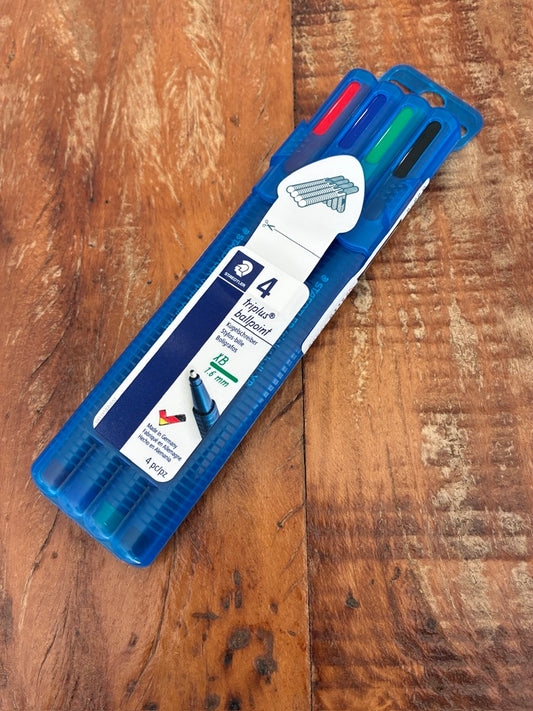 Conjunto Canetas Esferográficas Staedtler Triplus Ballpoint 4 Cores - 1.0mm
