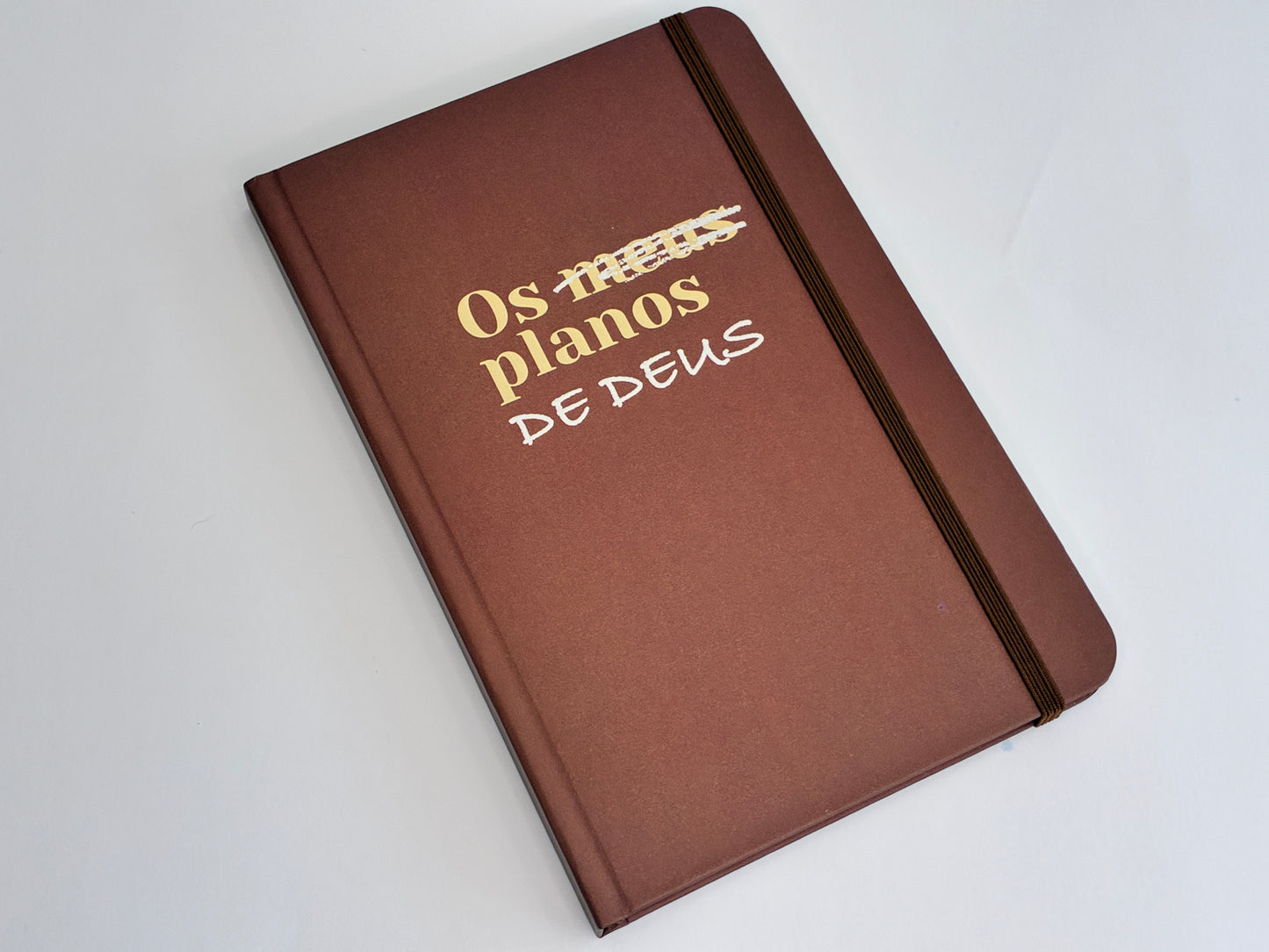 Kit Slim Luxo — Bíblia NVI Couro Marrom + Caderno Planner 'Os Planos de Deus'