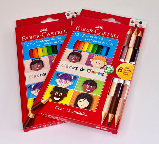 Ecolápis de Cor Faber-Castell Caras & Cores - 12+3 Bicolores (15 unidades)